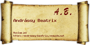 Andrássy Beatrix névjegykártya