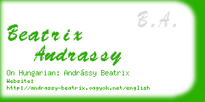 beatrix andrassy business card